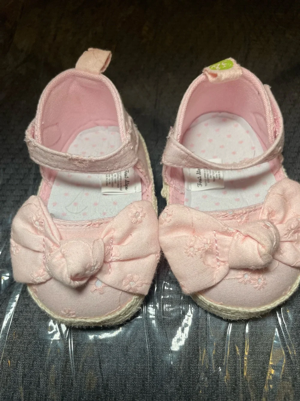 Carter's Light Pink Floral Bow Mary Jane Baby Shoes